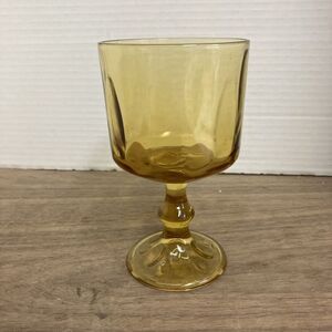 Vintage Hazel‎ Atlas El Dorado Amber Gold Wine Glass Goblet Thumbprint
